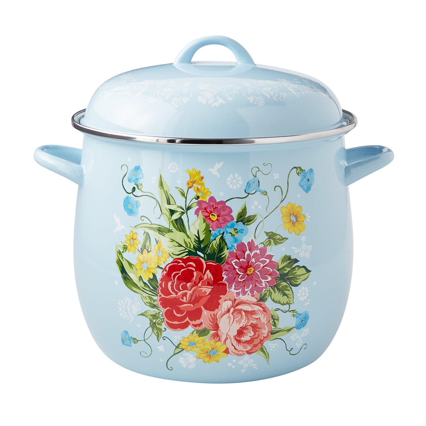 Breezy Blossom Enamel-on-Steel 12-Quart Stock Pot