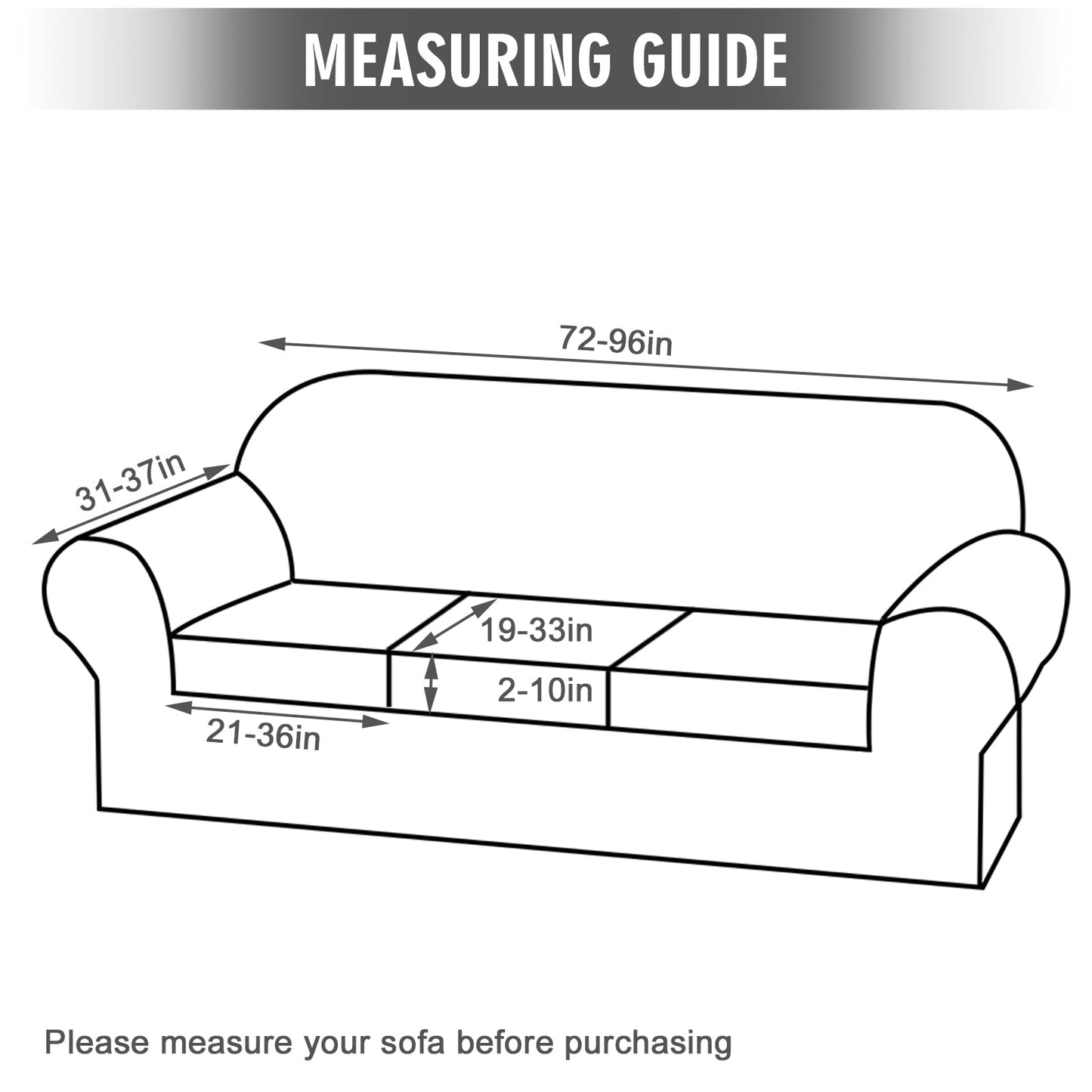 Sofa Covers for 3 Seaters (Base Cover Plus 3 Individual Cushion Covers)