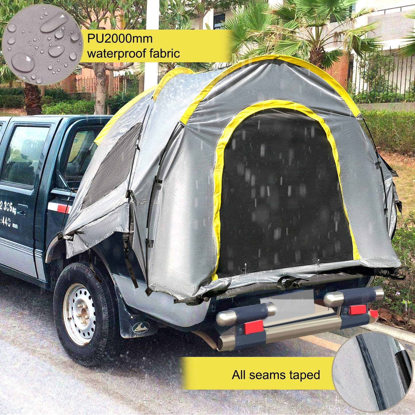 Pickup Tent for Mid Size Truck, Waterproof Truck Camper, 2-Person Sleeping Capacity