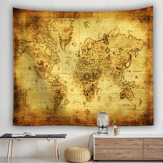 Vintage World Map Wall Tapestry for Home Decoration