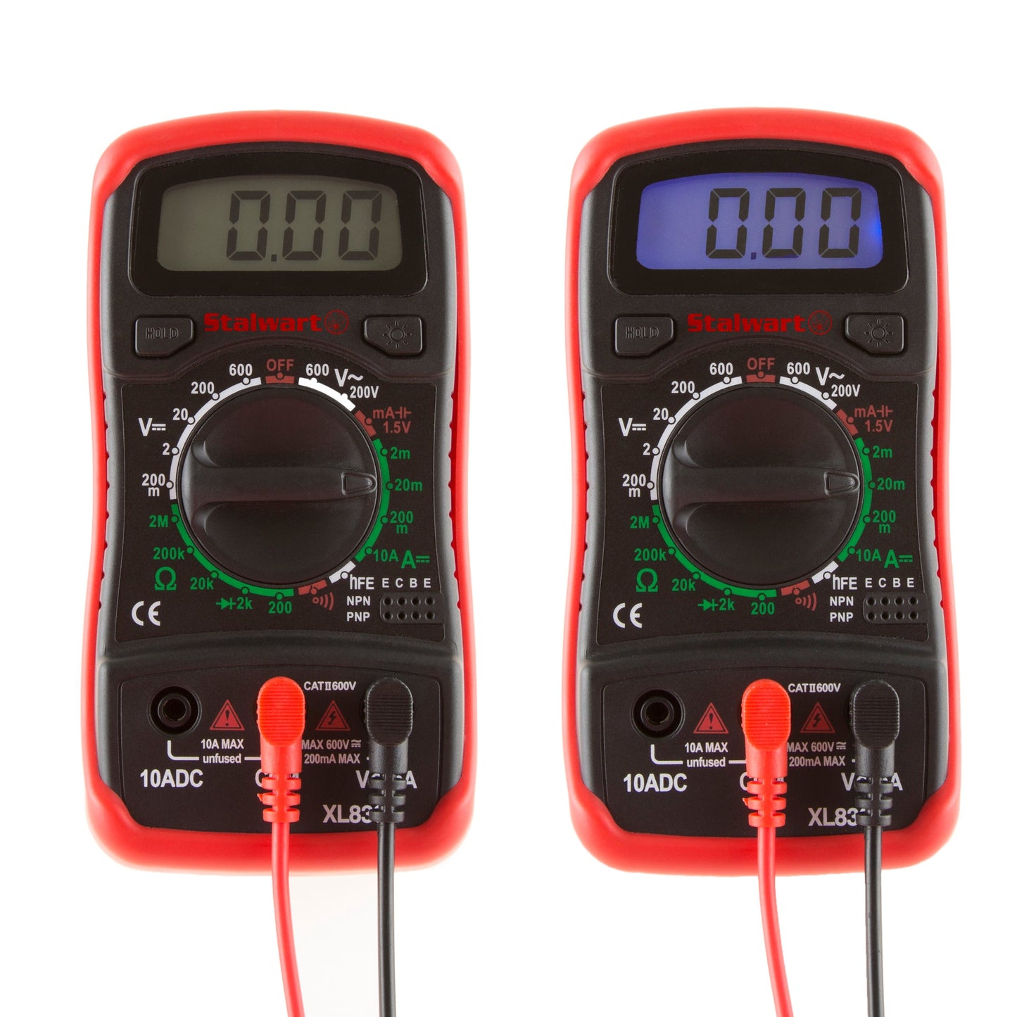 Multimeter w/ Backlit LCD Display & Needle Probes- Amp, Ohm & Voltage Tester