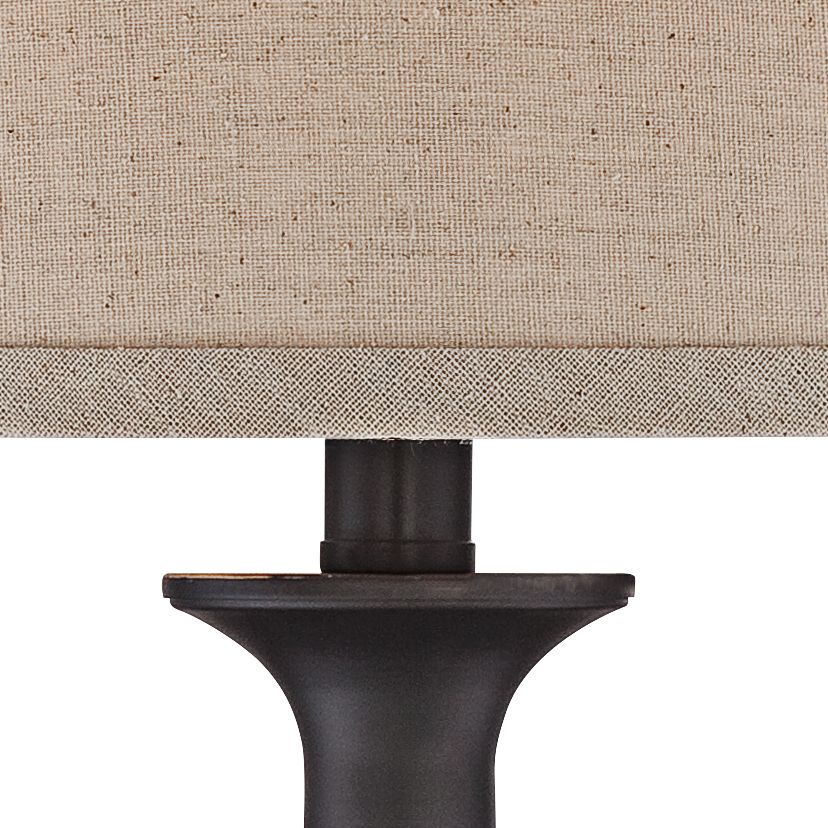 Traditional Table Lamps Set of 2 Dark Bronze Metal Beige Linen