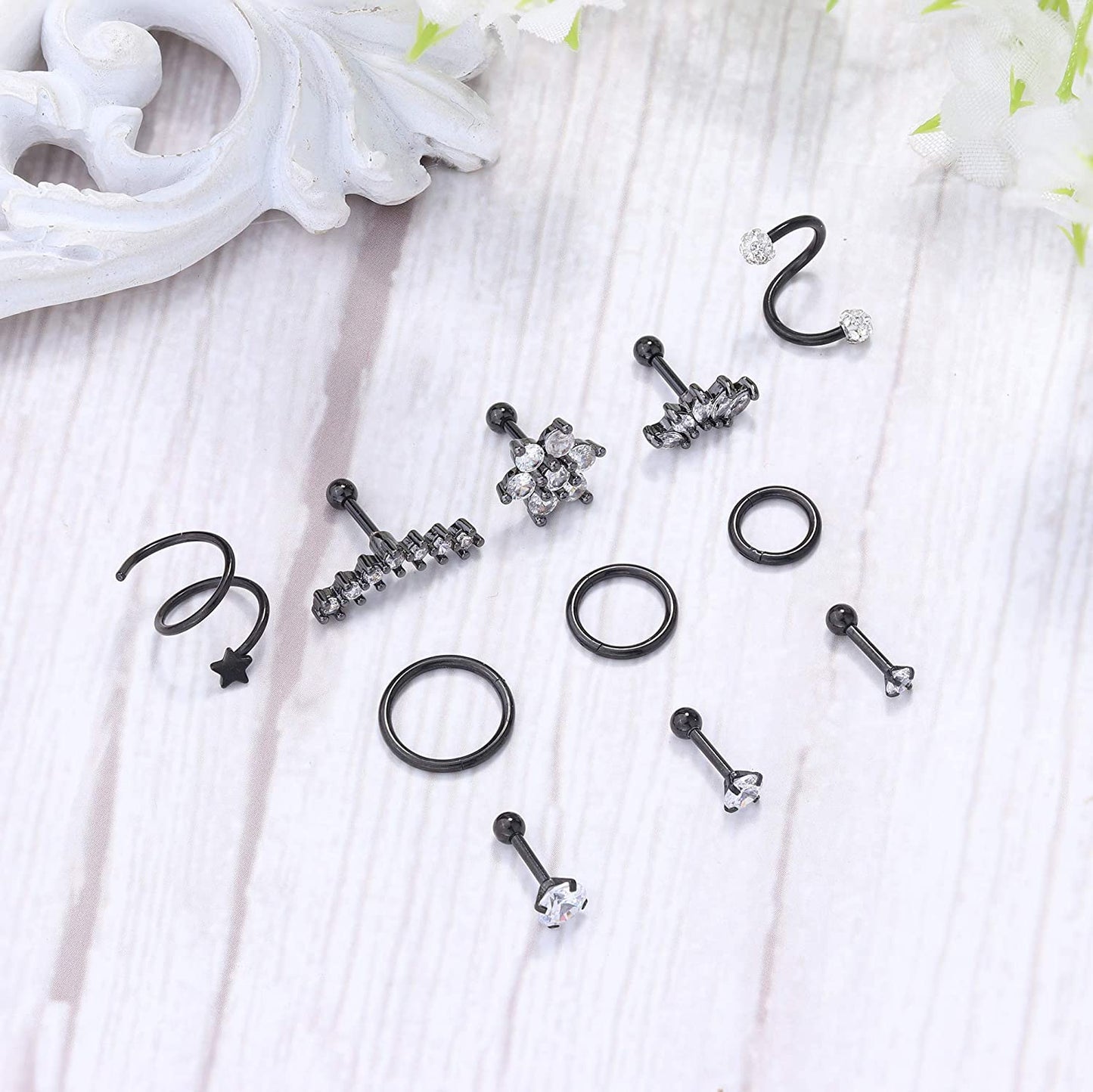 11Pcs Stainless Steel Ear Cartilage Earrings Hoops for Women