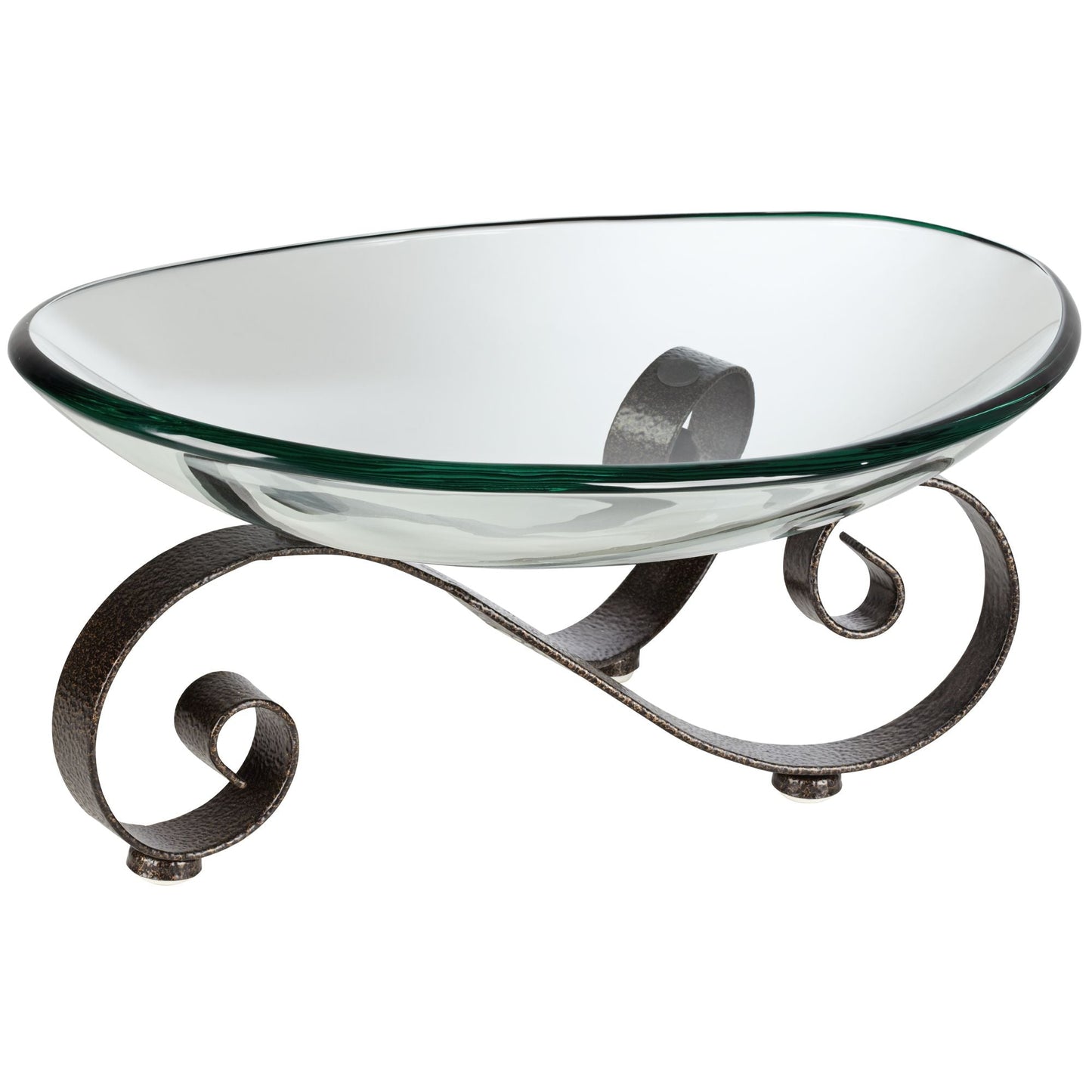 Iron Scroll Stand with Oval Glass Bowl