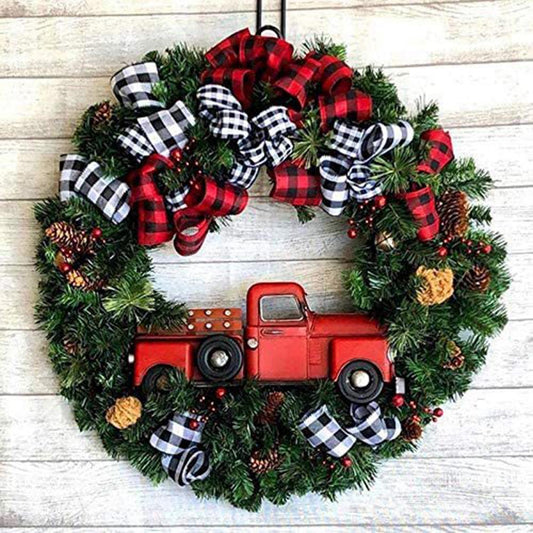 Christmas Wreath with Red Truck for Home