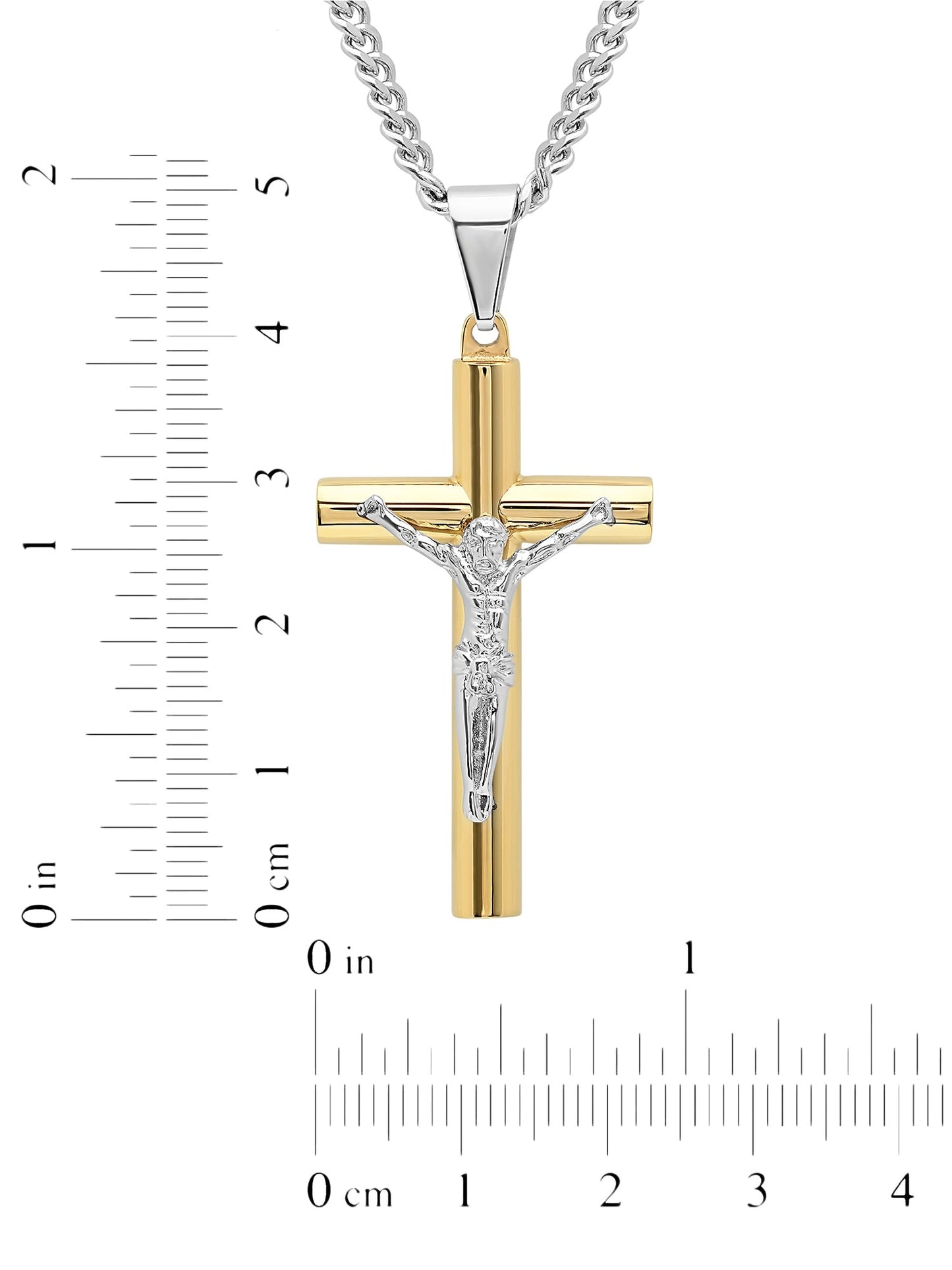 Men's Gold-Tone Stainless Steel Crucifix Pendant Necklace