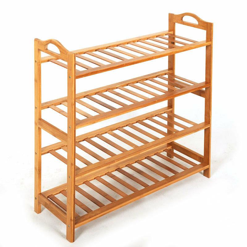Bamboo Wood Shoe Rack 4-Tier, Natural Finish