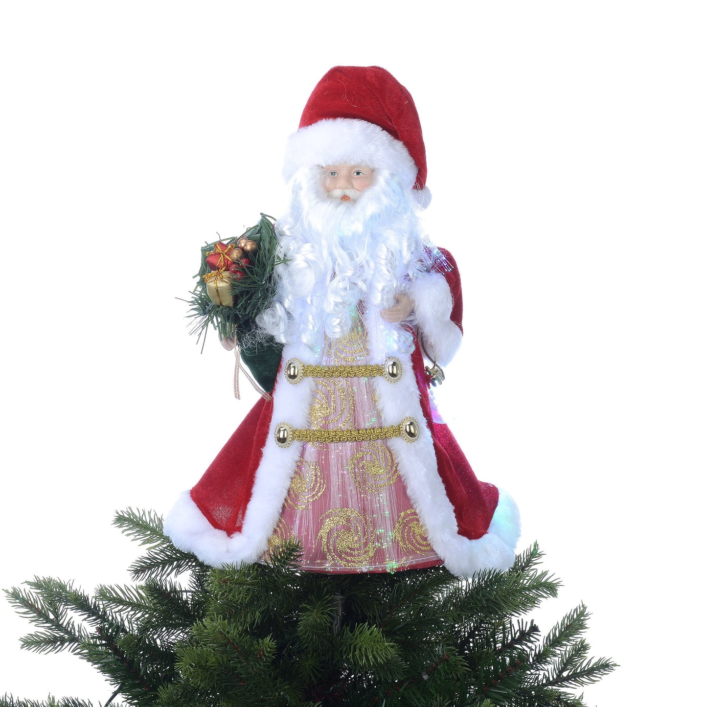 Christmas Multi-Color Fiber Optic Santa Led Tree Topper 13.63"