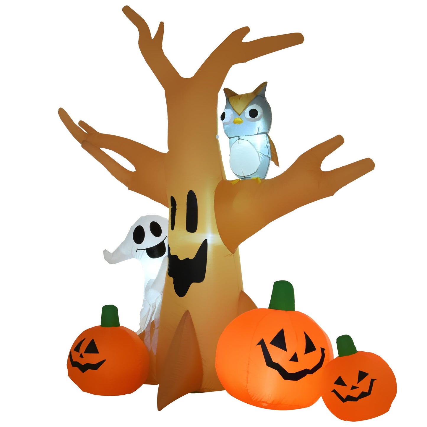 7.5' Haunted Tree Lighted Halloween Inflatable w/ Ghost, Owl & Pumpkins