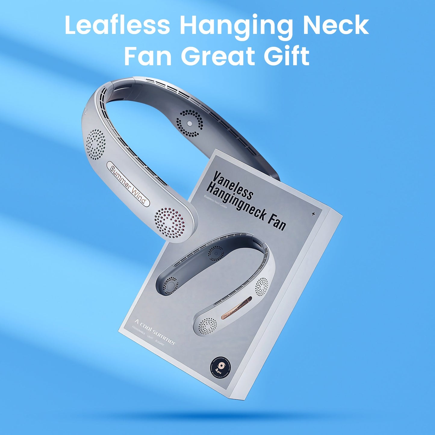 Portable Neck Fan,Bladeless & USB Rechargeable. White