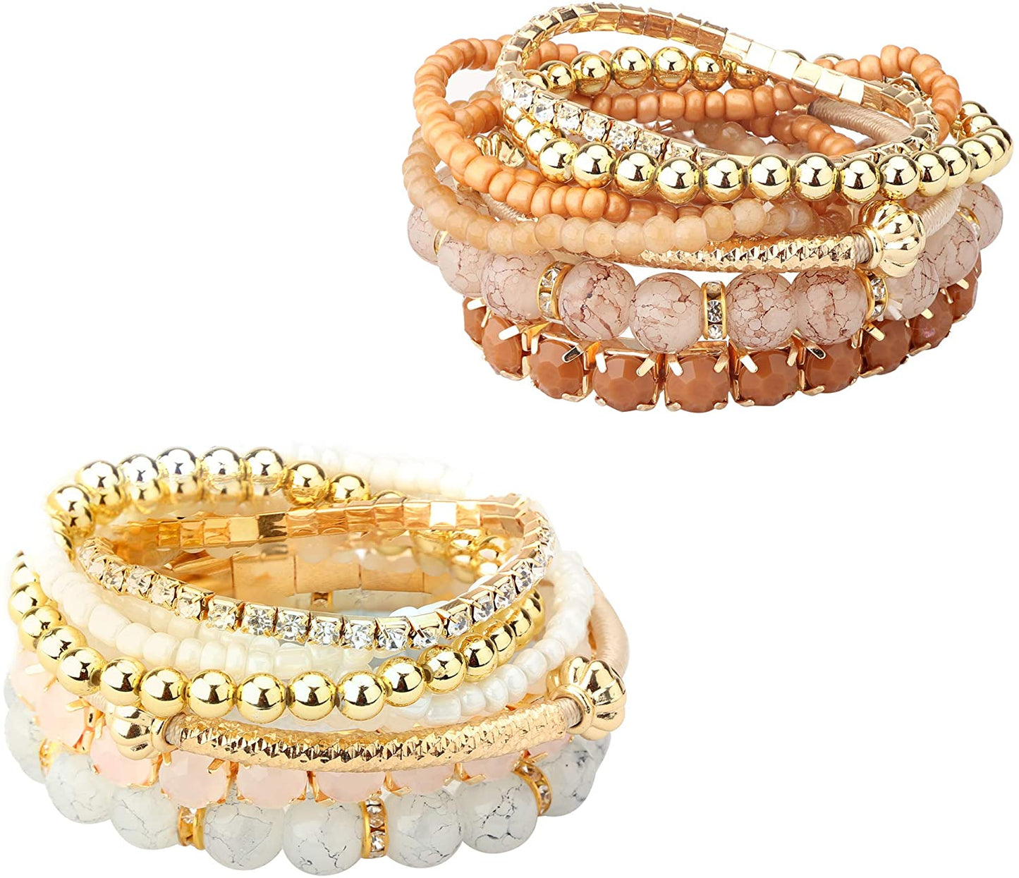 2-4 Sets Beaded Stackable Aesthetic Stretch Multilayered Bohemian Bracelets Set