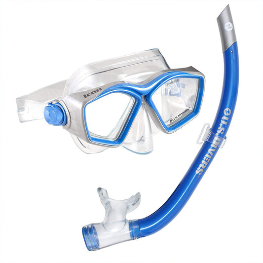 Adjustable Snorkeling Combo for Adults, One Size Fits Most-Blue