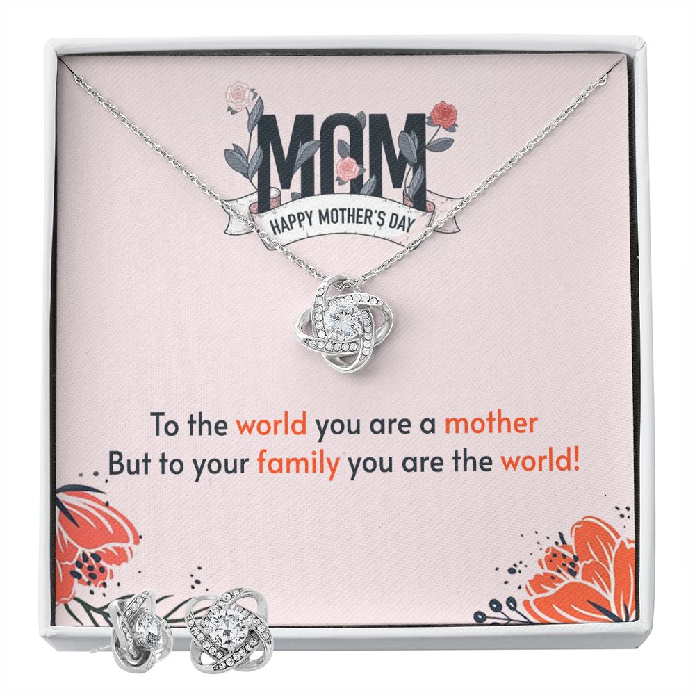 to the world you are a mother Love Knot Earring & Necklace Set