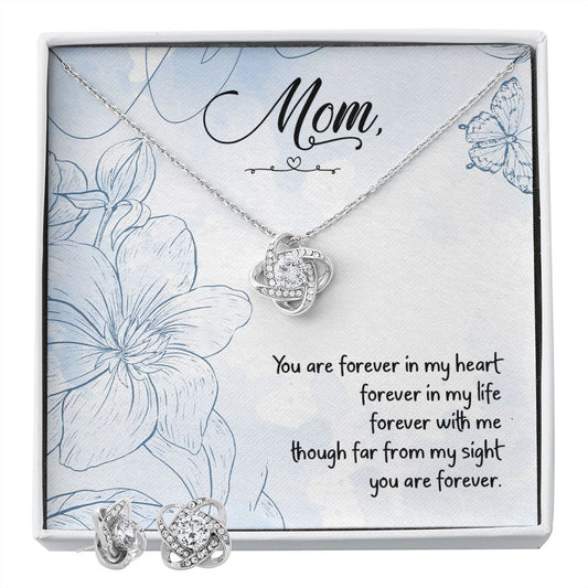 You are forever in my heart Love Knot Earring & Necklace Set
