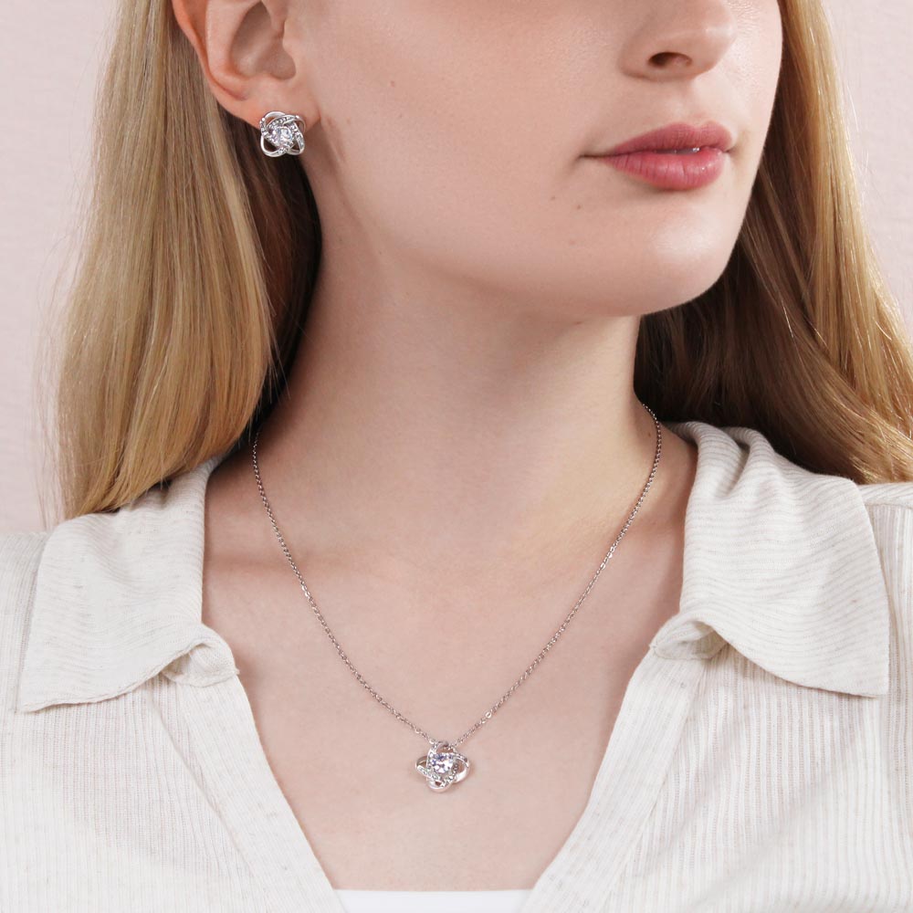 There are no goodbyes Love Knot Earring & Necklace Set