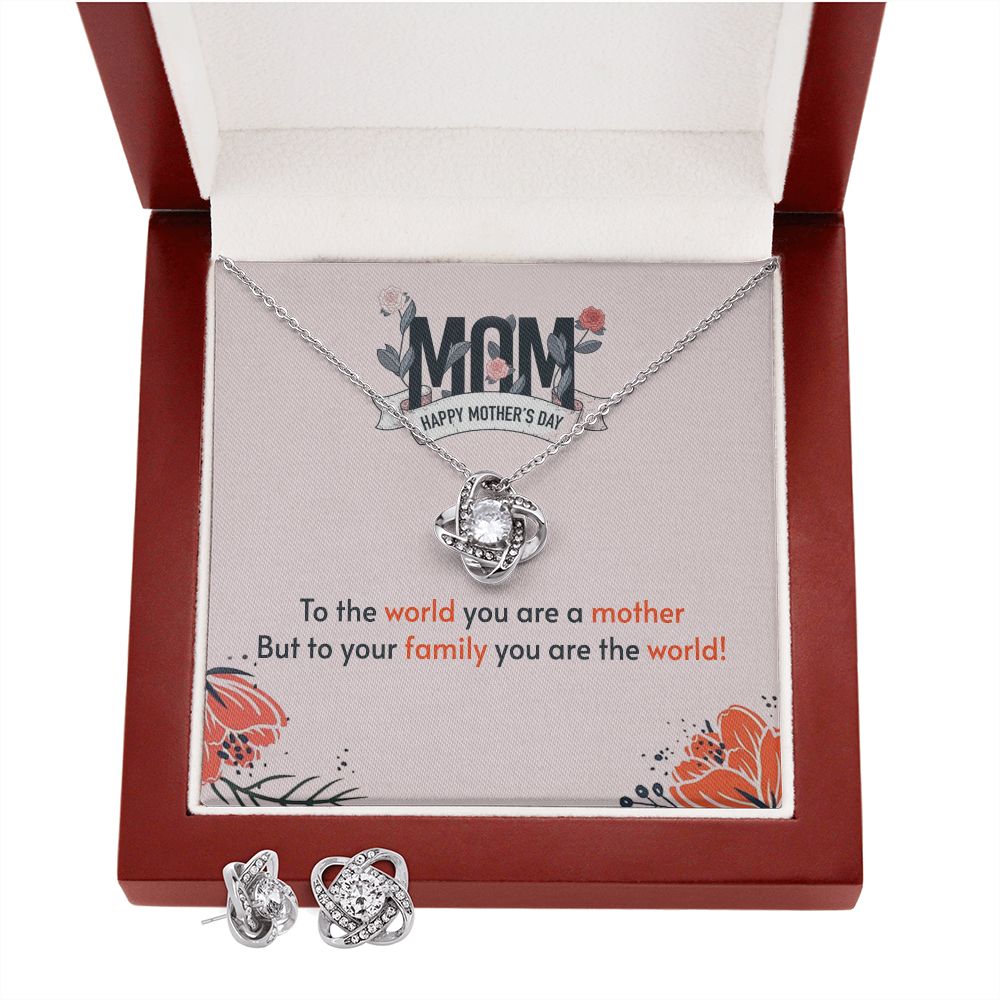 to the world you are a mother Love Knot Earring & Necklace Set