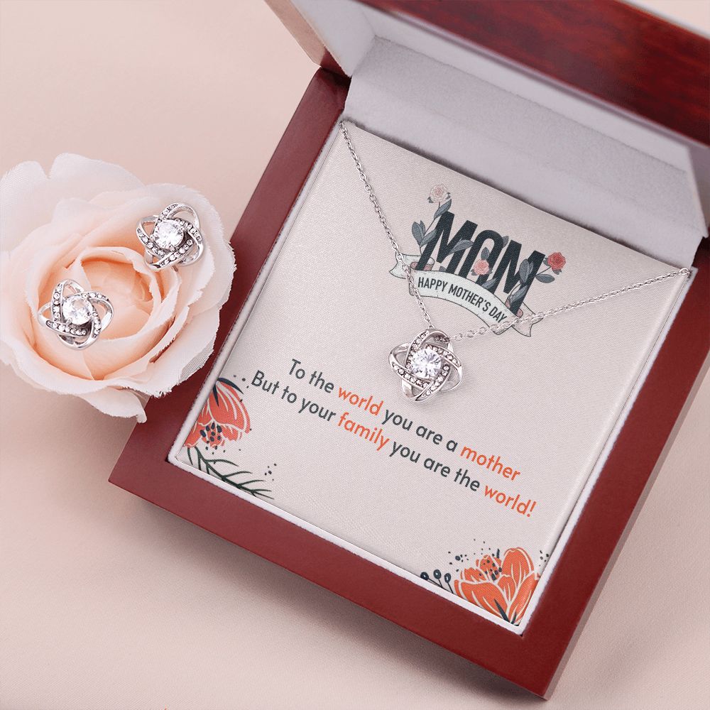 to the world you are a mother Love Knot Earring & Necklace Set