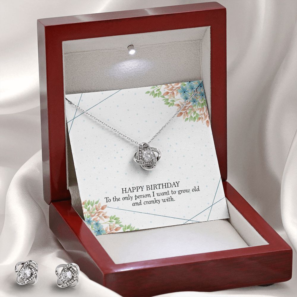 Happy birthday-01 Love Knot Earring & Necklace Set