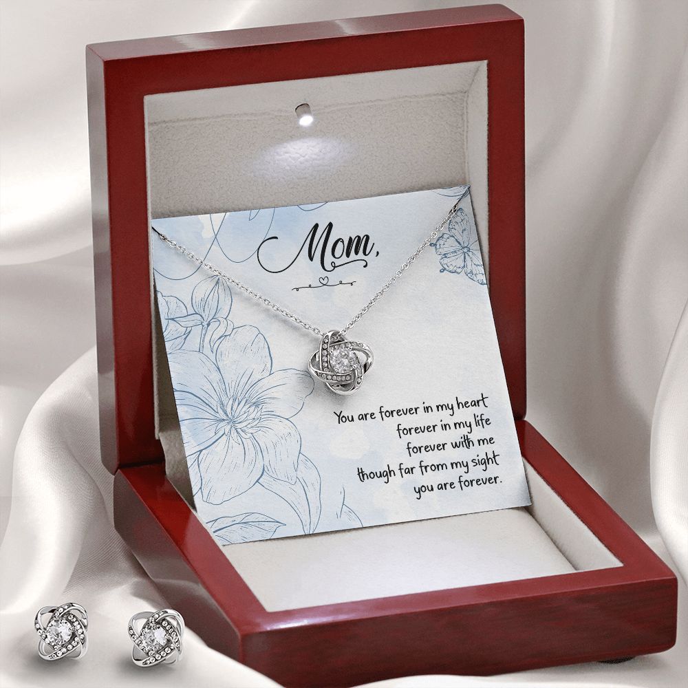 You are forever in my heart Love Knot Earring & Necklace Set