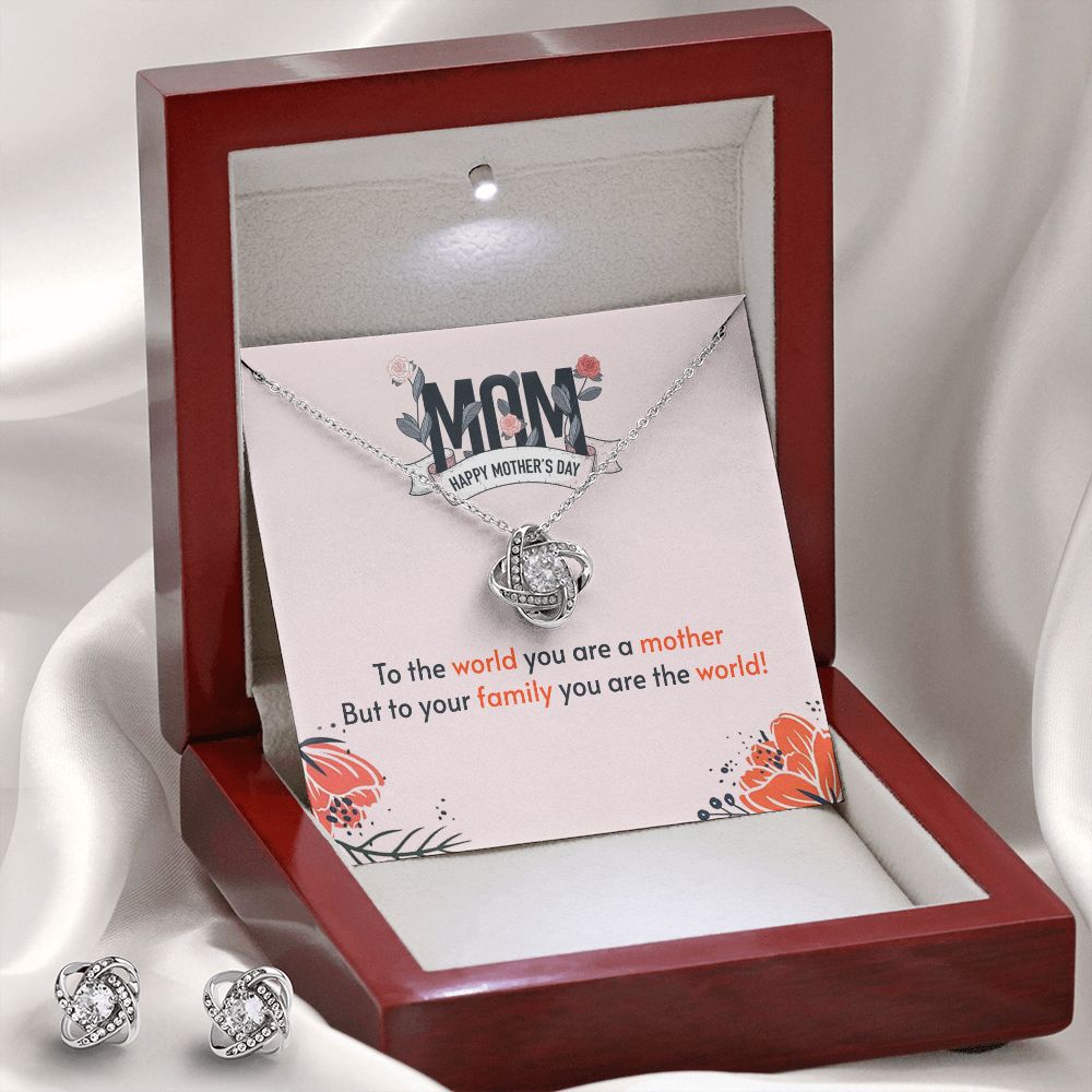 to the world you are a mother Love Knot Earring & Necklace Set