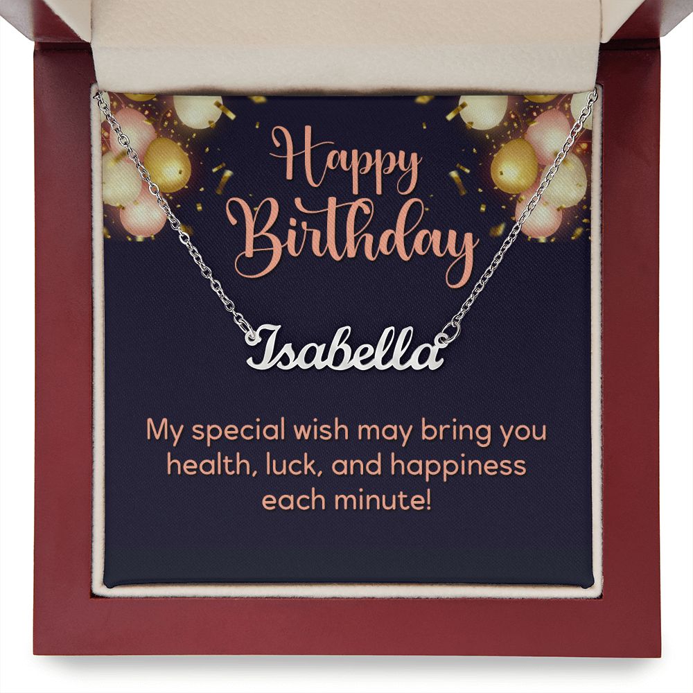 Happy Birthday Personalized Name Necklace, gift for her