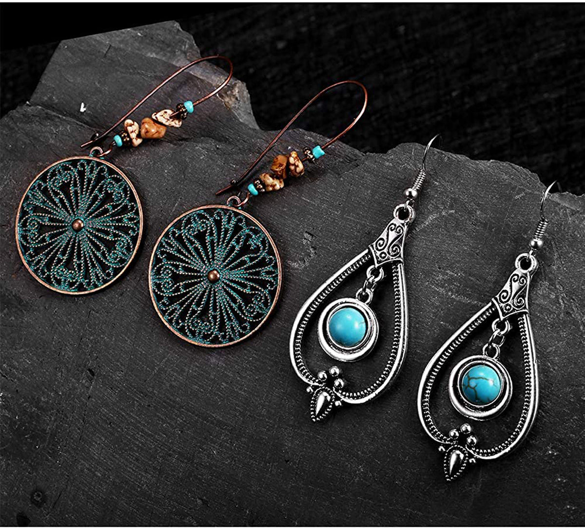 Vintage Drop Dangle Long Earrings for Women 8 Pairs