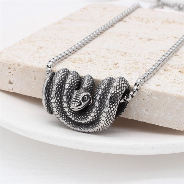 Retro Vintage Stainless Steel Snake Necklace for Men/Women