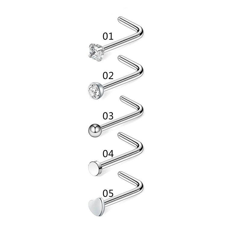 21 Pcs Nose Rings Studs L Shape - Hypoallergenic