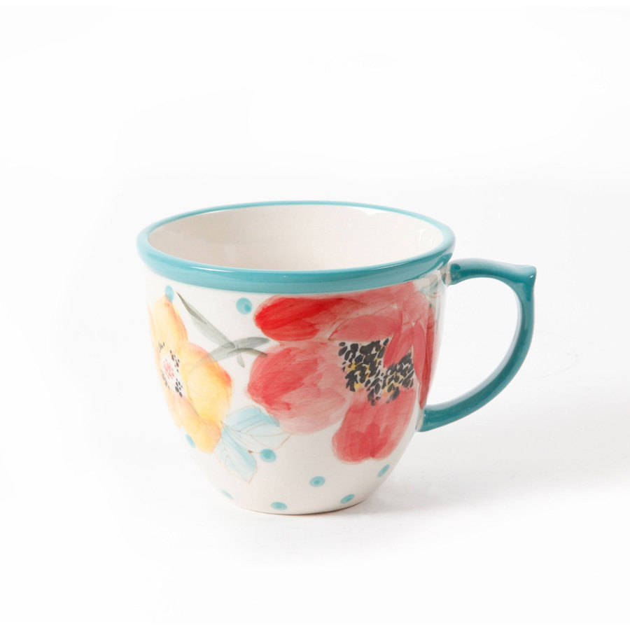 Vintage Bloom 4-Piece 16-Ounce Coffee Cup Set