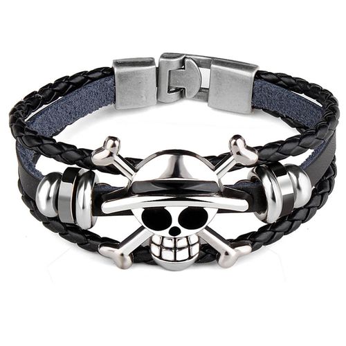 Skull Leather Punk Bracelet Gothic for Men/Women