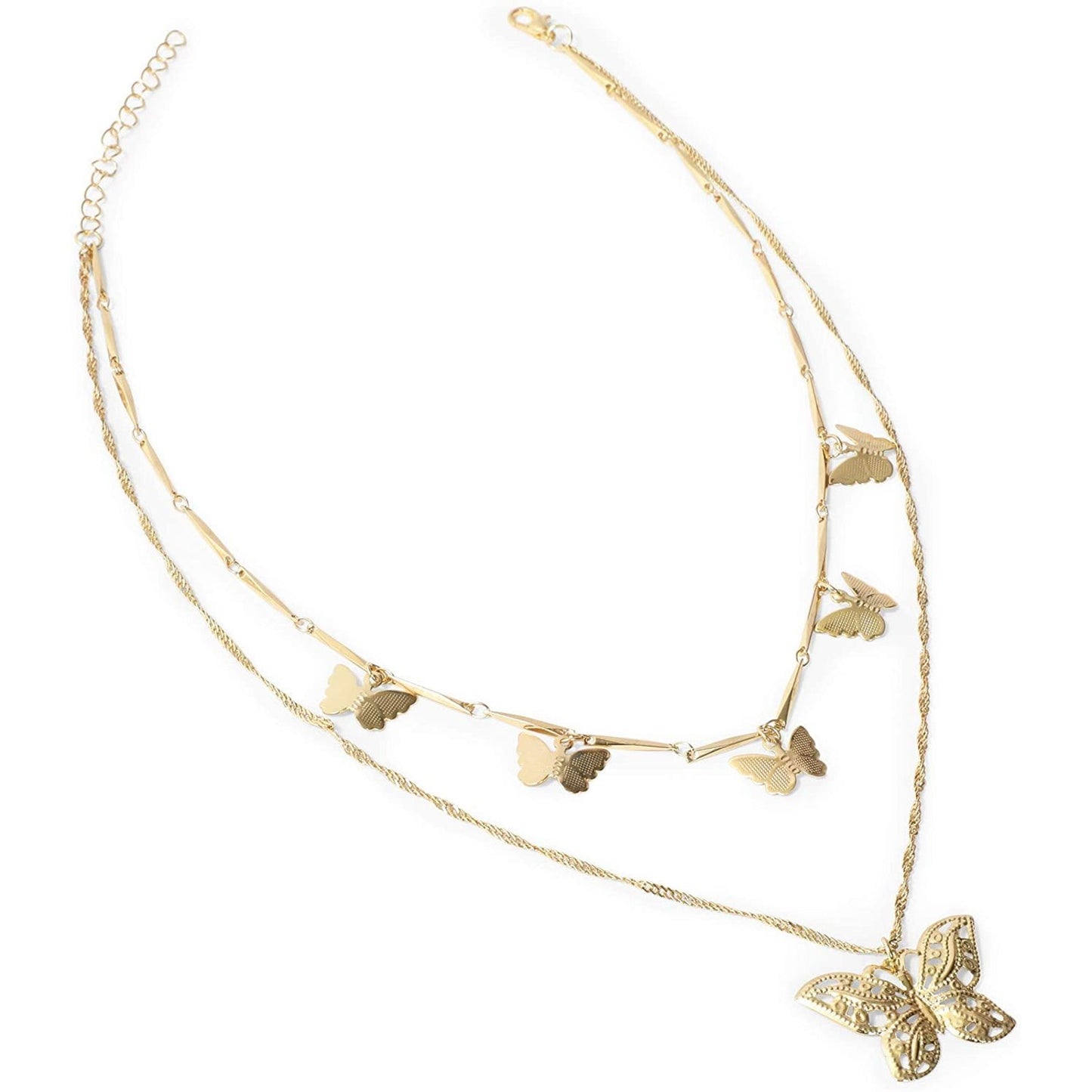 Gold Butterfly Bracelet & Necklace Set for Women