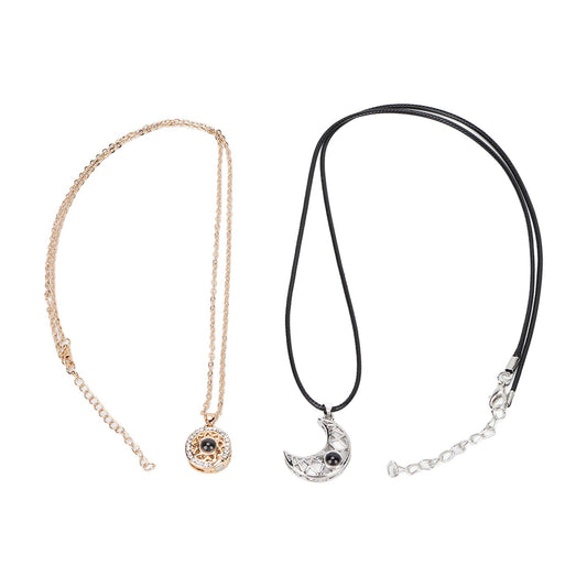 Magnetic Couple  I Love You Necklace Projection 100 Languages Magnetic Matching Sun and Moon Necklace Bracelets
