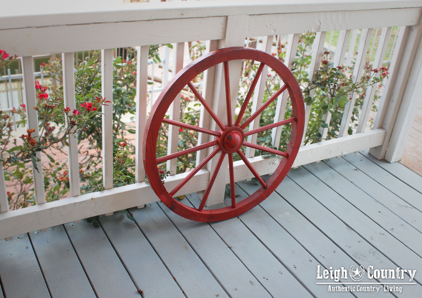 30" Red Wash Decorative Wagon Wheel