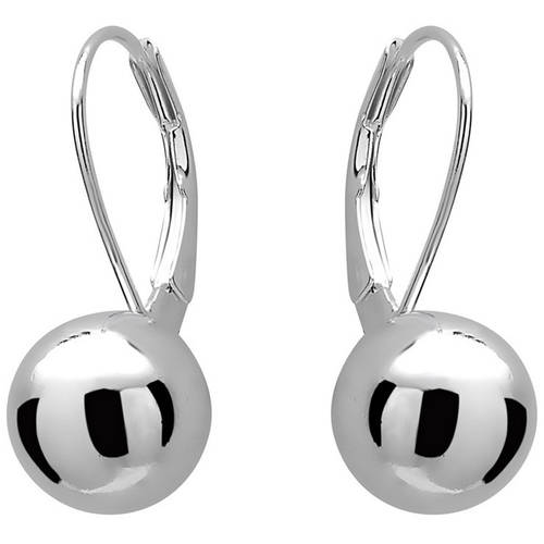 Sterling Silver 8mm Plain Polished Ball Leverback Earrings