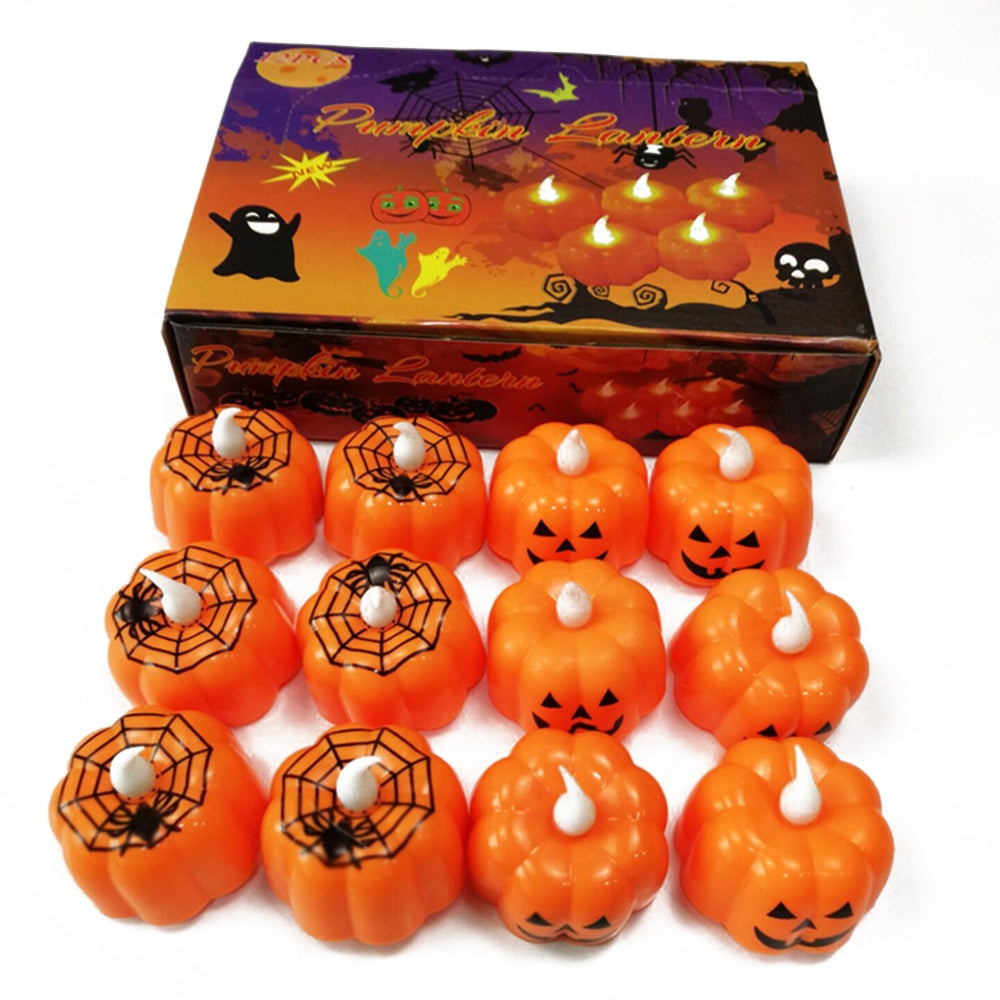 12 Pack Orange Halloween Candles Battery Operated