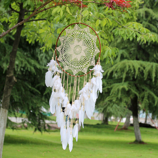 Handmade Lace Dream Catcher Feather Bead Hanging Decoration