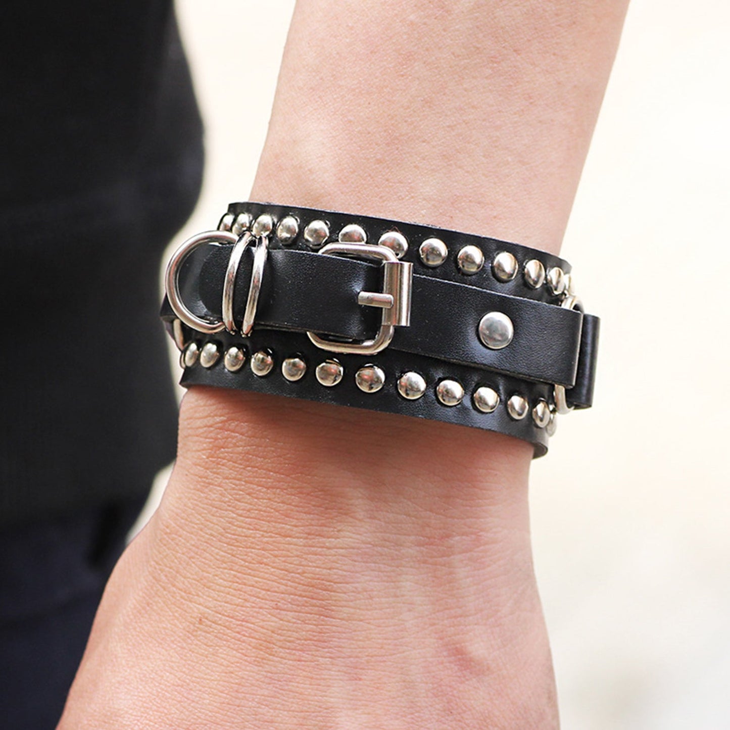 Punk Rock Cuff Wrap Leather Bracelet  for Men/Women