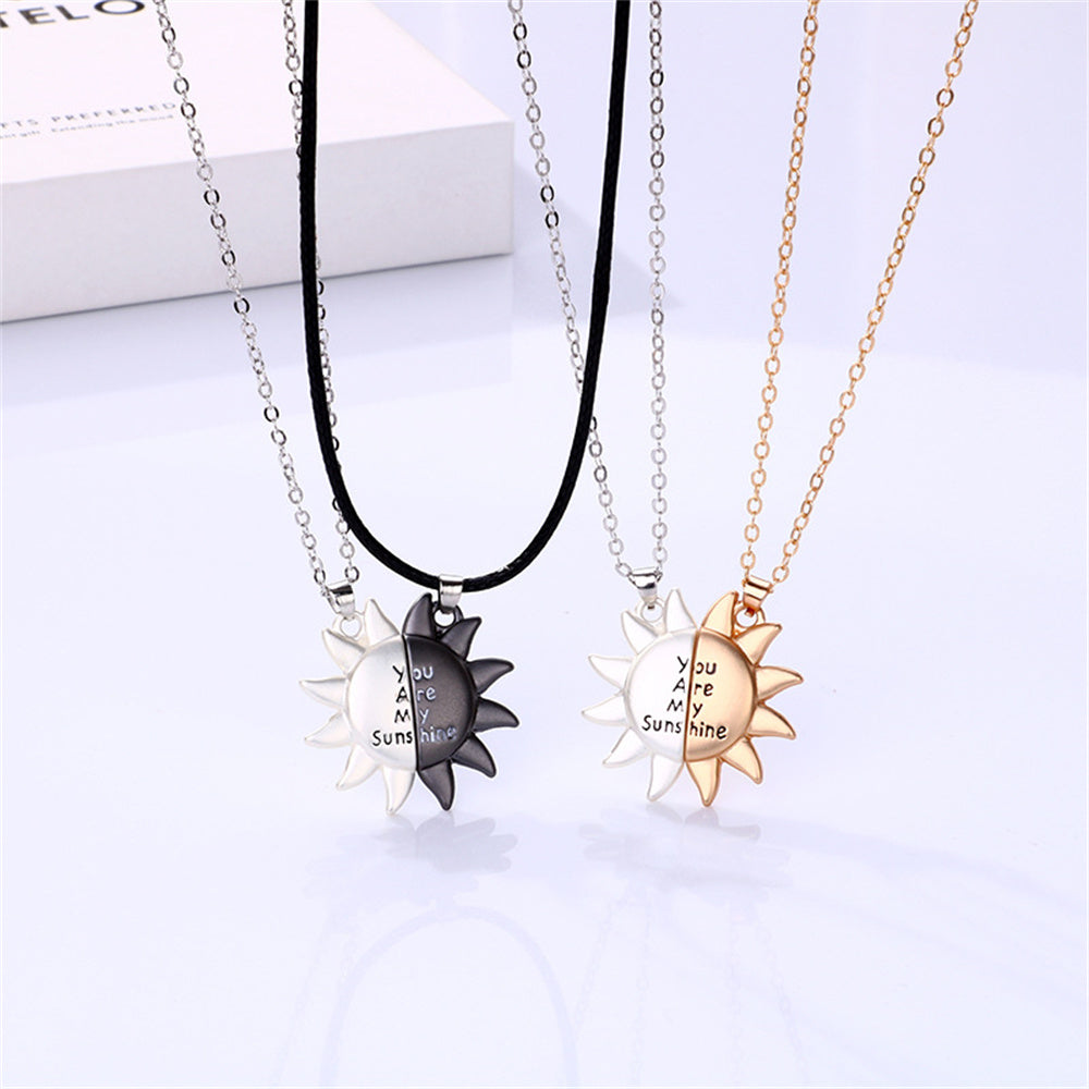 Magnetic Couple Necklace Matching Sunflower Necklaces for Him & Her