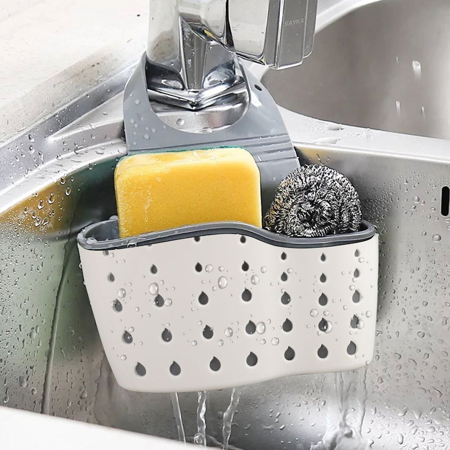 Adjustable Rubber Sink Caddy Kitchen Hanging Sponge Holder