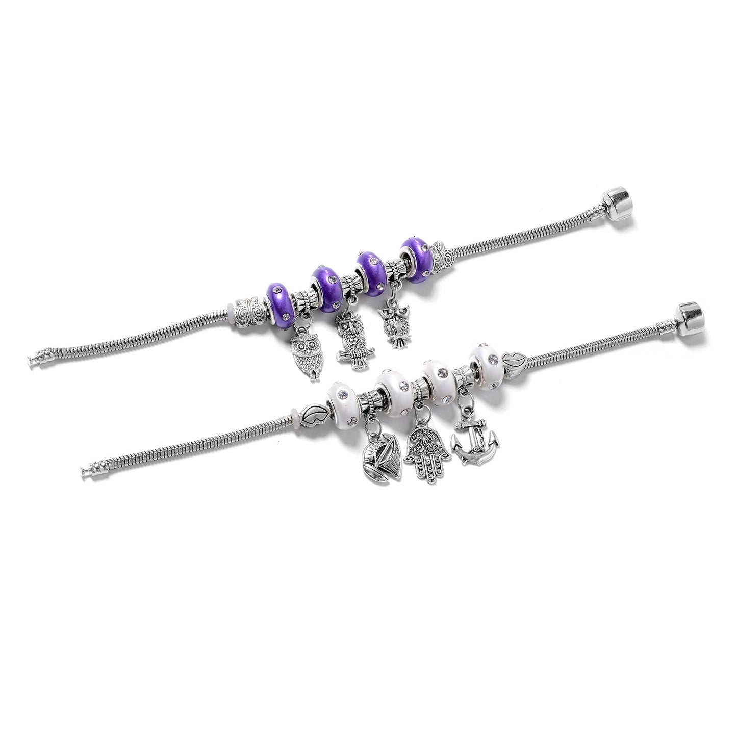 7.5" Set of 2 Multi Charm Bracelet for Women