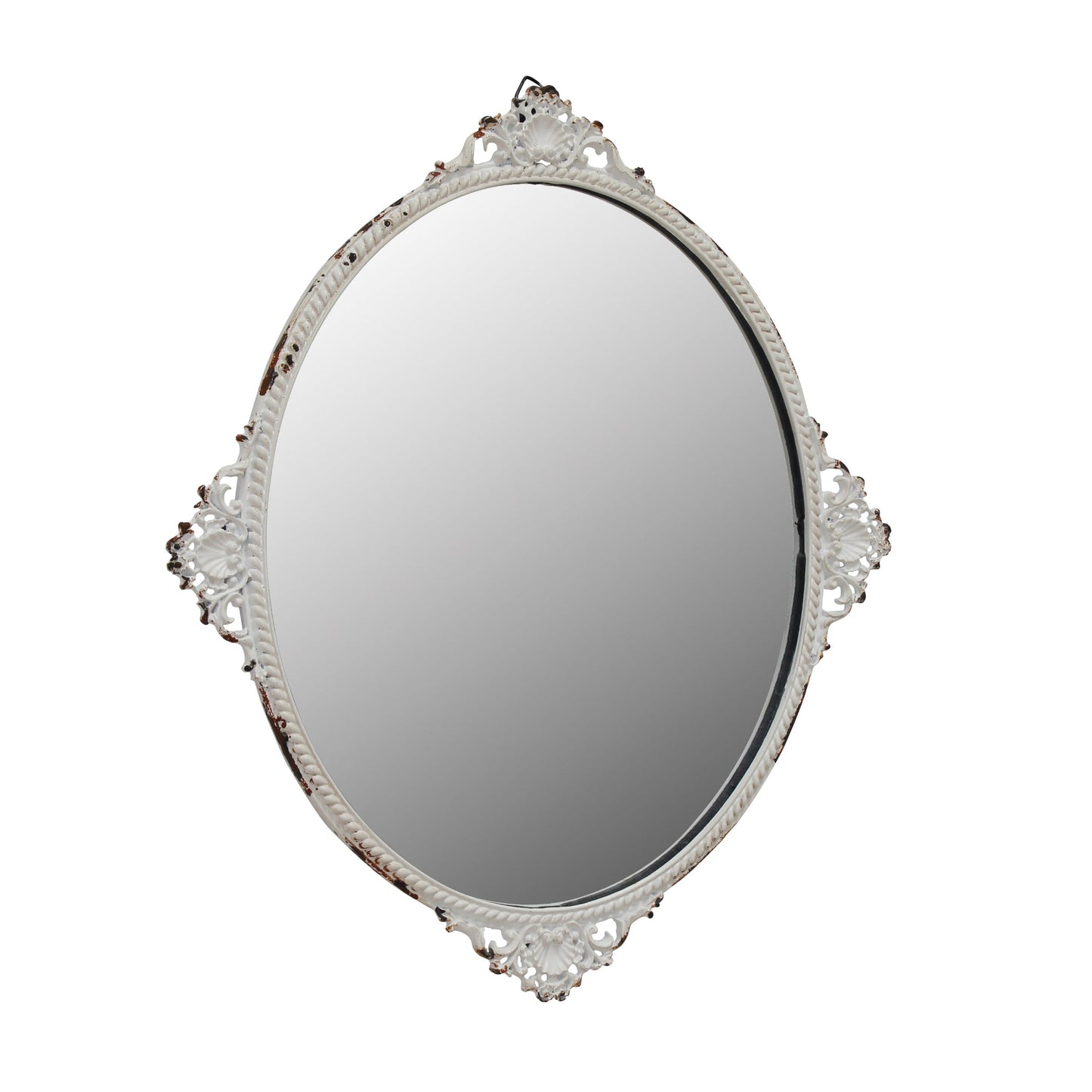 11.6" x 10" Off-White French Country Metal Accent Mirror Wall Decor
