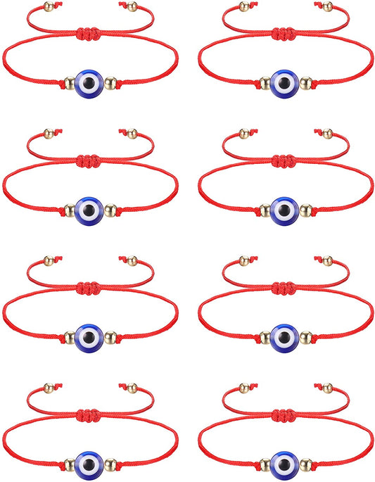 8 Pieces Evil Eye Ojo Red String Evil Eye Jewelry for Protection and Blessing Adjustable Bracelets