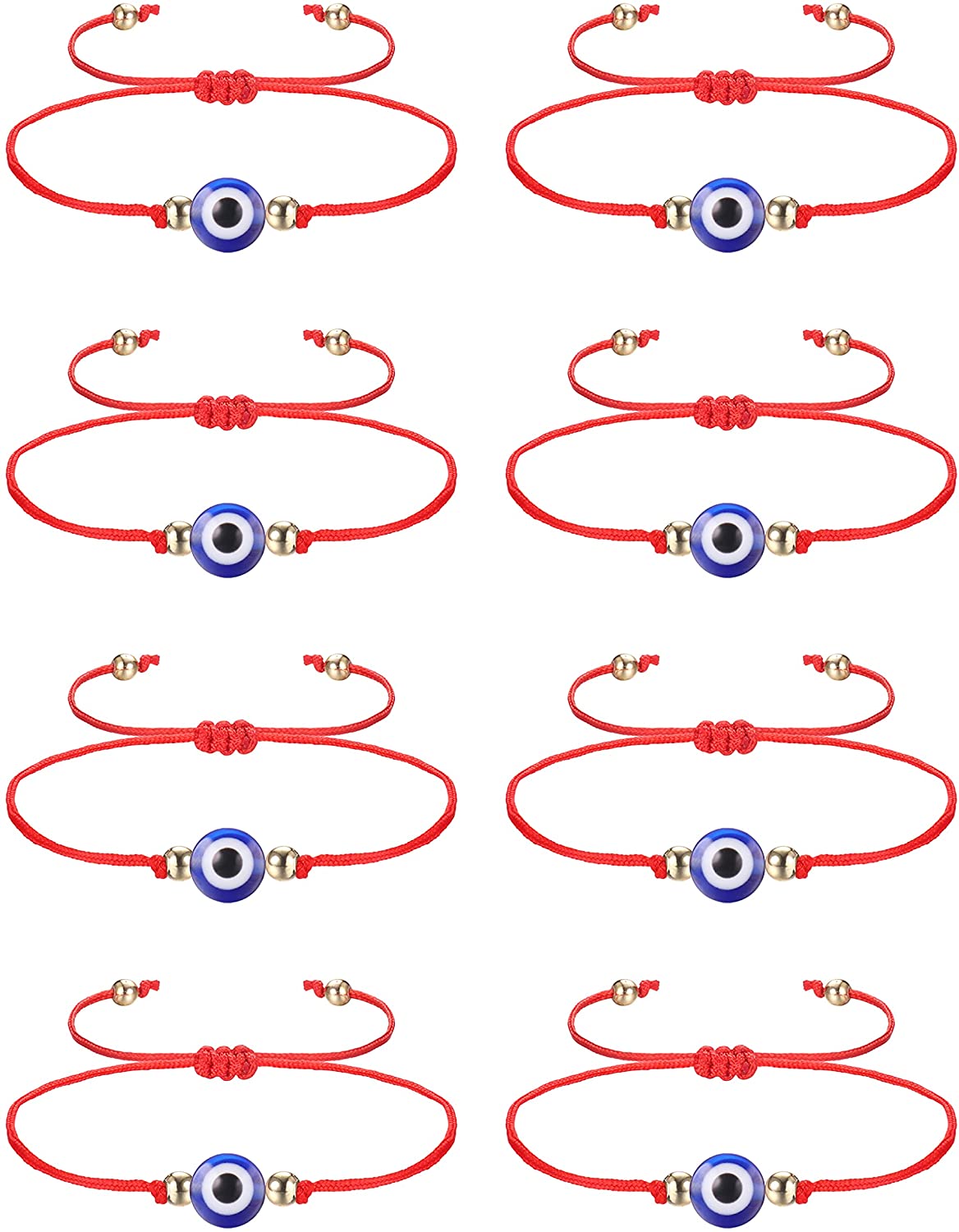 8 Pieces Evil Eye Ojo Red String Evil Eye Jewelry for Protection and Blessing Adjustable Bracelets