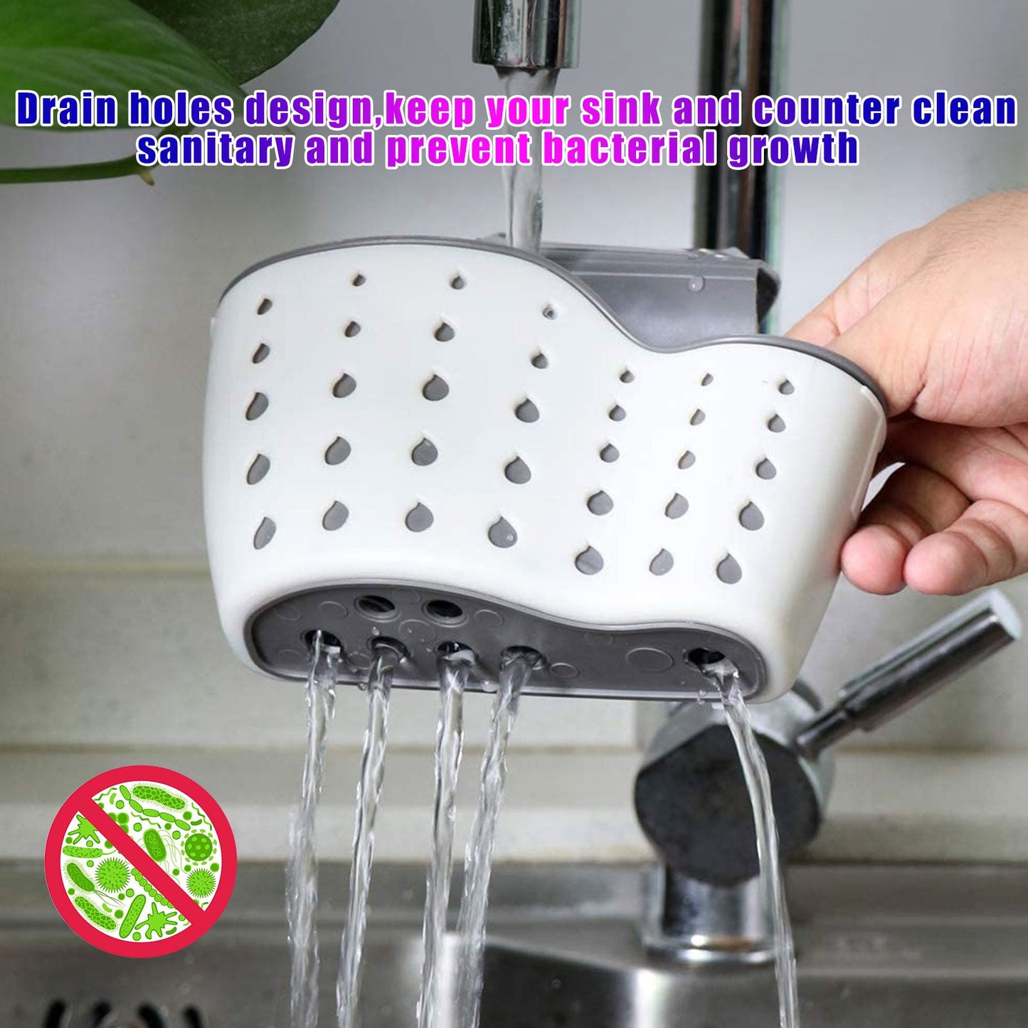 Adjustable Rubber Sink Caddy Kitchen Hanging Sponge Holder