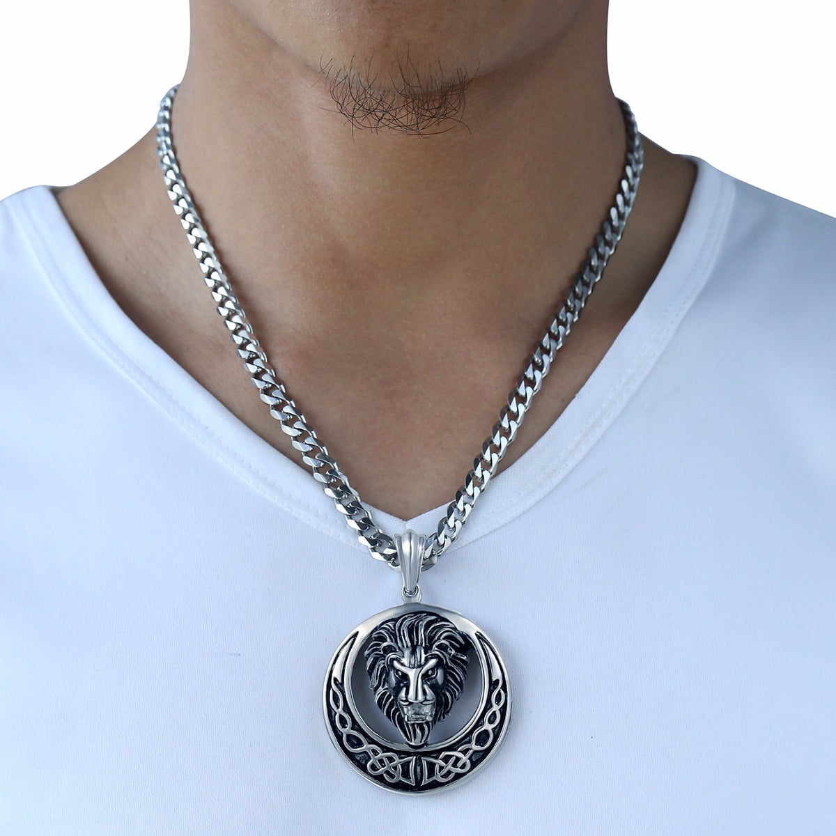 Stainless Steel Lion Pendant Necklace for Men