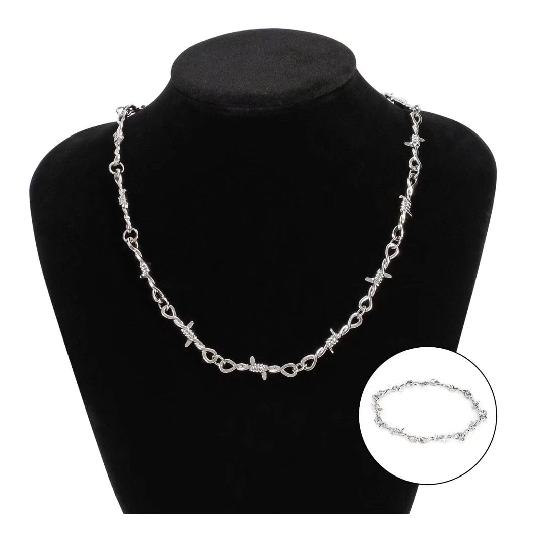 Punk Thorns Necklace Metal Chain for Men & Women