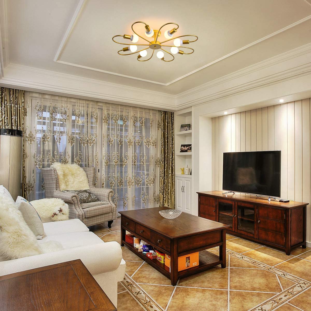 Modern 8-Light Ceiling Light Fixture Sputnik Chandelier