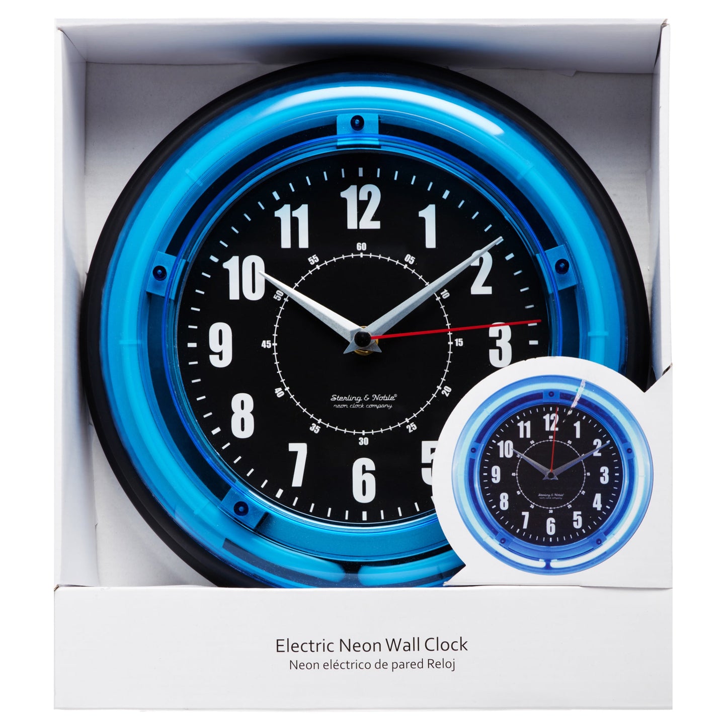 11" Vibrant Blue Neon Analog Wall Clock