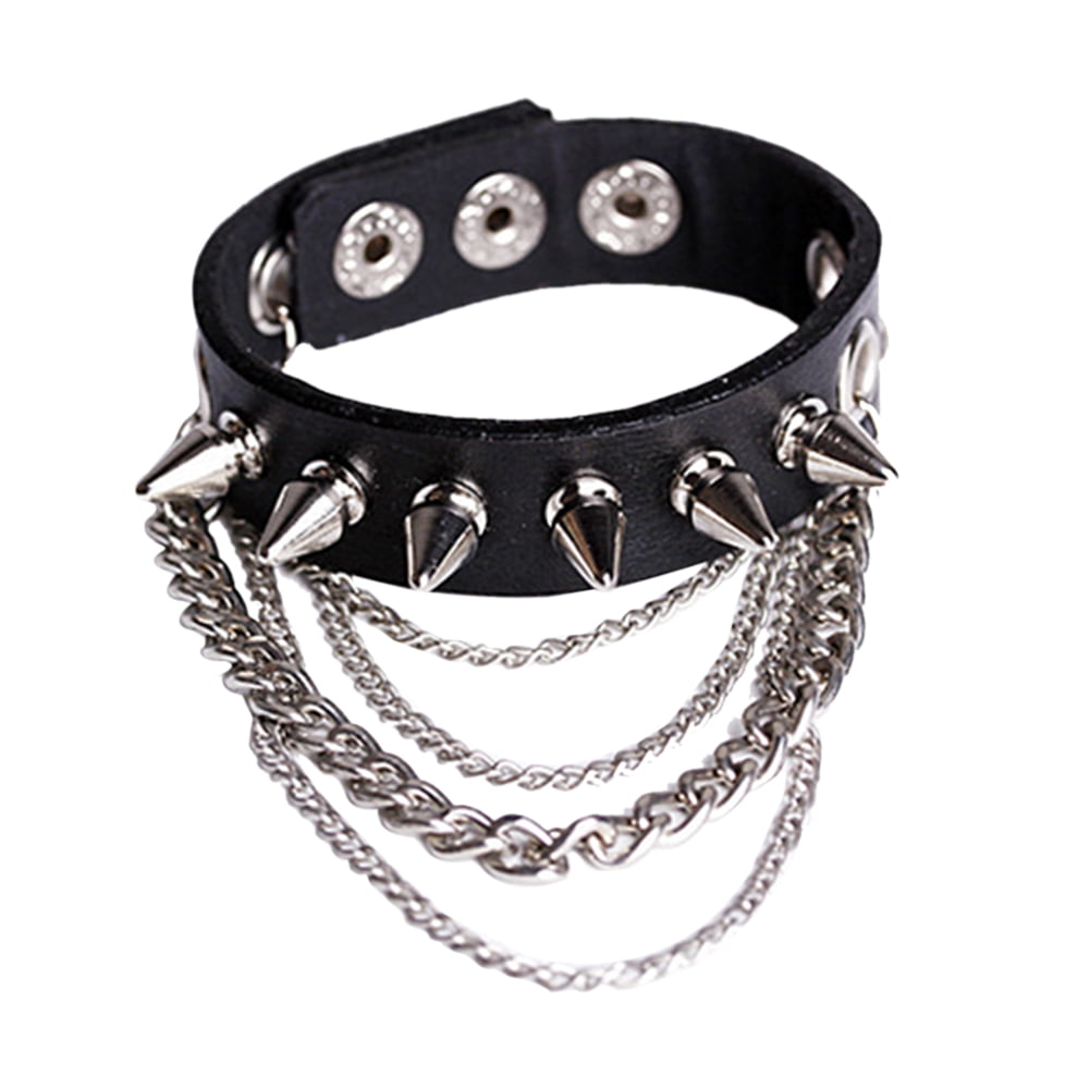 Spike Charm Bracelet Metal Rivet Wristbands for Men/Women