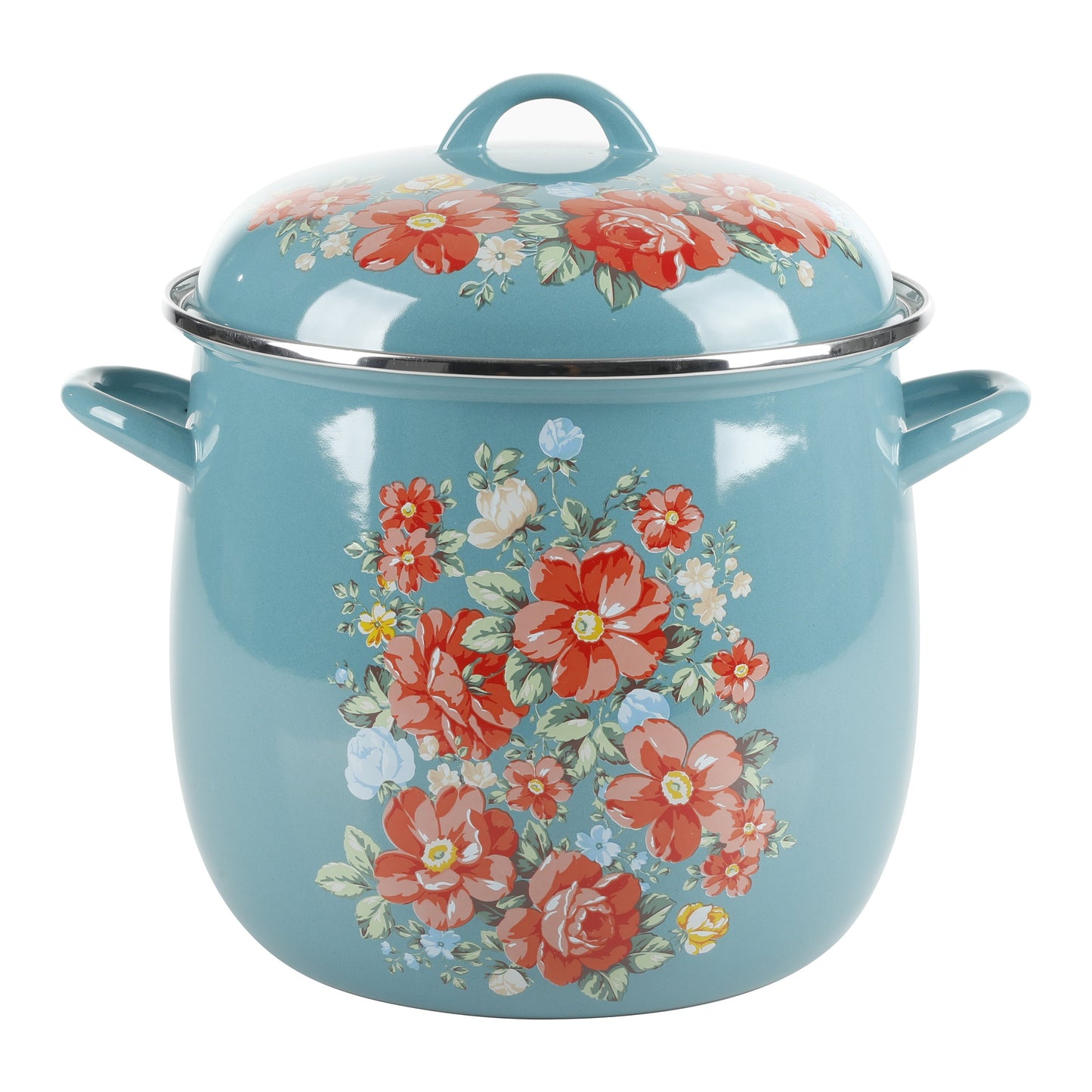 Breezy Blossom Enamel-on-Steel 12-Quart Stock Pot
